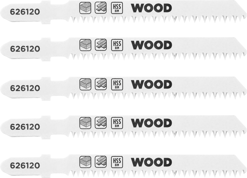 KWB 5 HSS-Bi-Metall-Stichsägeblätter 83/59 mm, LAMINAT, Holzbearbeitung, fein