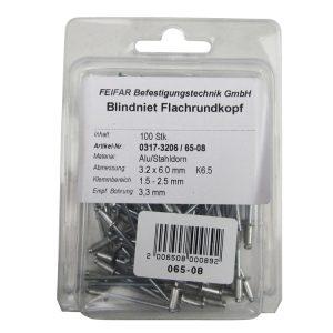 FEIFAR 100 Blindnieten 3,2 x 6 mm FEIFAR 100 Blindnieten 3,2 x 6 mm