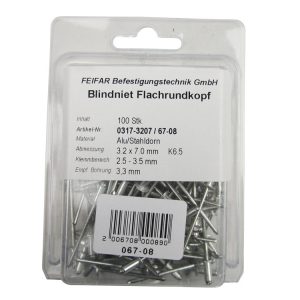 FEIFAR 100 Blindnieten 3,2 x 7 mm FEIFAR 100 Blindnieten 3,2 x 7 mm