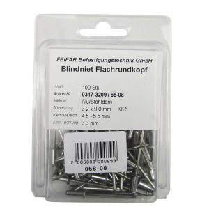 FEIFAR 100 Blindnieten 3,2 x 9 mm FEIFAR 100 Blindnieten 3,2 x 9 mm