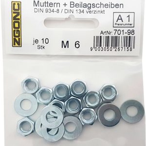 Zgonc 10 Muttern + Beilagscheiben M6 Zgonc 10 Muttern + Beilagscheiben M6