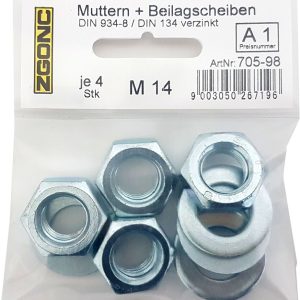 Zgonc 4 Muttern + Beilagscheiben M14 Zgonc 4 Muttern + Beilagscheiben M14