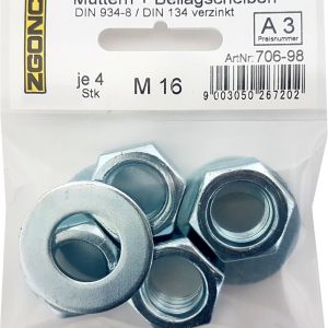 Zgonc 4 Muttern + Beilagscheiben M16 Zgonc 4 Muttern + Beilagscheiben M16