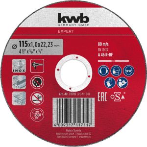 KWB Metalltrennscheibe, extra dünn, Ø 115 mm x 1,0 KWB Metalltrennscheibe, extra dünn, Ø 115 mm x 1,0