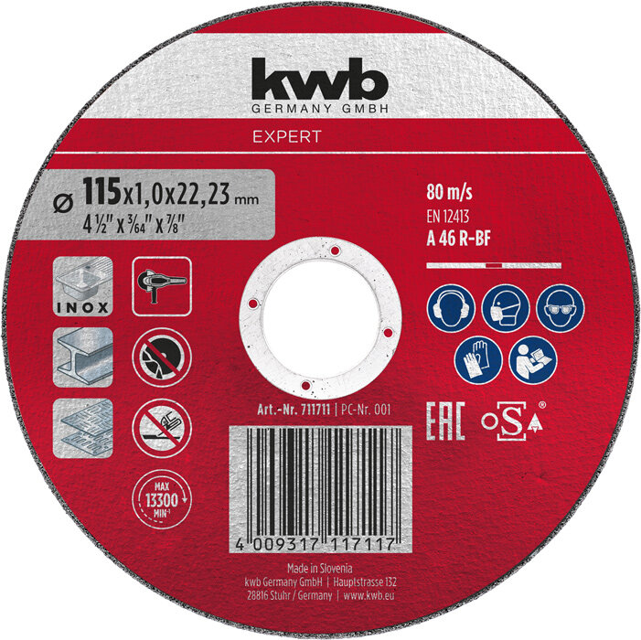 KWB Metalltrennscheibe, extra dünn, Ø 115 mm x 1,0