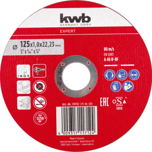 KWB Metalltrennscheibe, extra dünn, Ø 125 mm x 1,0 KWB Metalltrennscheibe, extra dünn, Ø 125 mm x 1,0