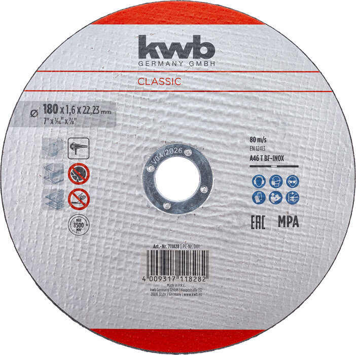 KWB Dünne Gewebetrennscheibe, ⌀ 180 mm x 1,6