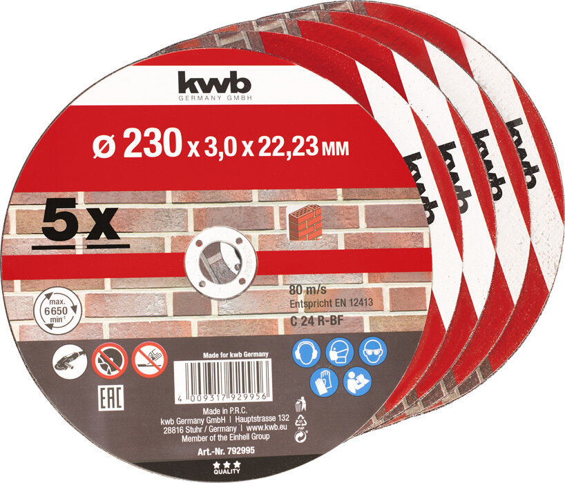 KWB Trennscheiben, Steinbearbeitung, Ø 230 mm, 5 Stk.