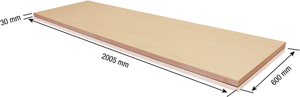 ERBA Arbeitsplatte 200,5 x 60 x 3 cm