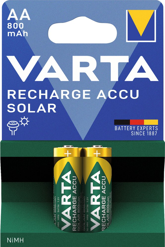 VARTA 2 Akku-Batterien RECHARGE ACCU Solar AA 800 mAh