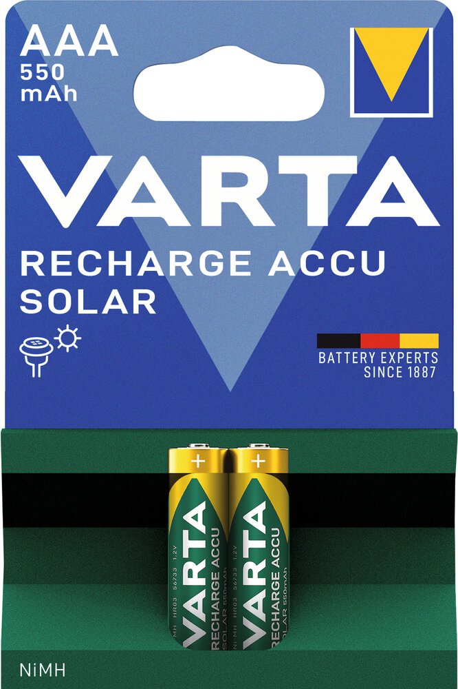 VARTA 2 Akku-Batterien RECHARGE ACCU Solar AAA 550 mAh