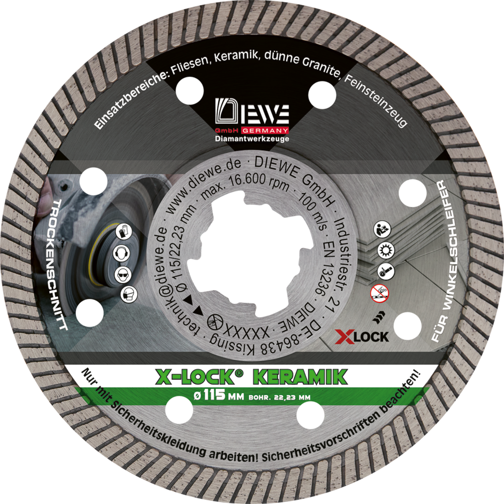 DIEWE Diamanttrennscheibe KERAMIK Turbo Fine 115 X-Lock