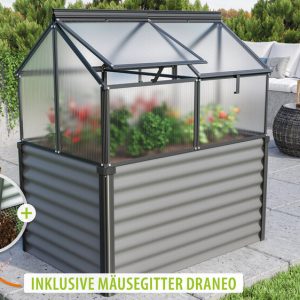 Vitavia Hochfrühbeet Gaia Jumbo/ HKP 4mm, granit/schwarz – Set