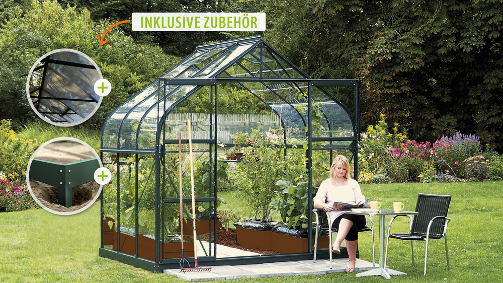 Vitavia Gewächshaus Diana 5000 ESG3mm, smaragd - Set