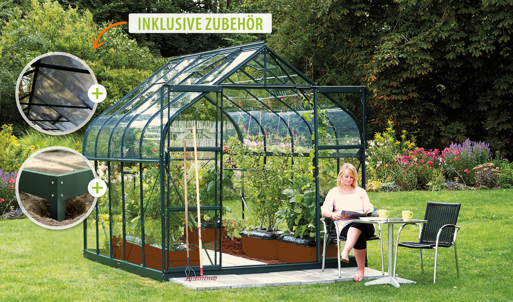 Vitavia Gewächshaus Diana 8300 ESG3mm, smaragd - Set