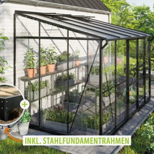 Vitavia Gewächshaus Ida 6500 ESG/HKP, schwarz – Set