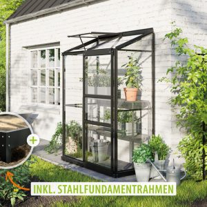 Vitavia Gewächshaus Ida 900 ESG3mm, schwarz – Set Vitavia Gewächshaus Ida 900 ESG3mm, schwarz – Set