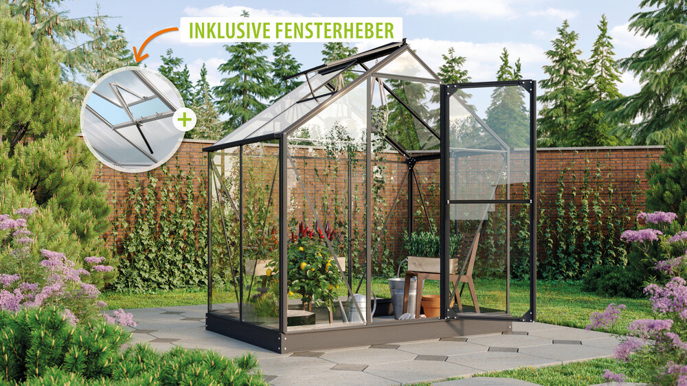 Vitavia Gewächshaus Triton 2500 ESG 3mm, schwarz - Set