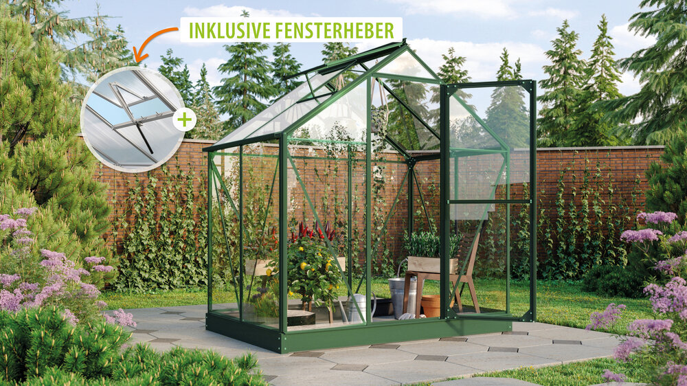 Vitavia Gewächshaus Triton 2500 ESG 3mm, smaragd - Set