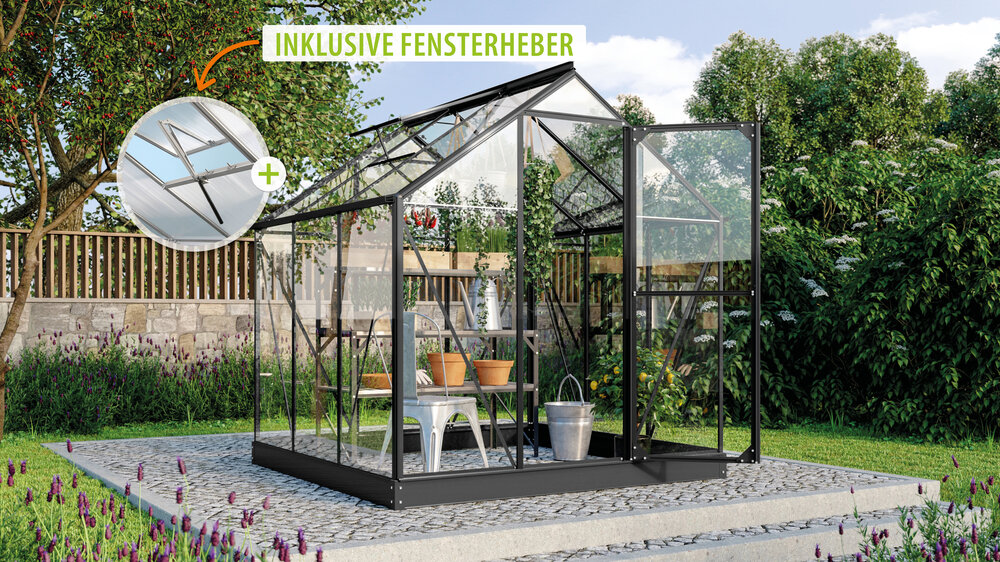 Vitavia Gewächshaus Triton 3800 ESG 3mm, schwarz - Set