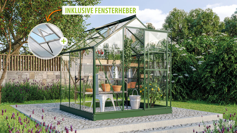 Vitavia Gewächshaus Triton 3800 ESG 3mm, smaragd - Set