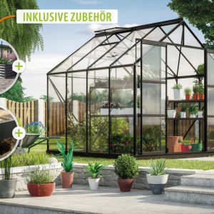 Vitavia Gewächshaus Uranus 6700 ESG 3mm, schwarz – Set Vitavia Gewächshaus Uranus 6700 ESG 3mm, schwarz – Set