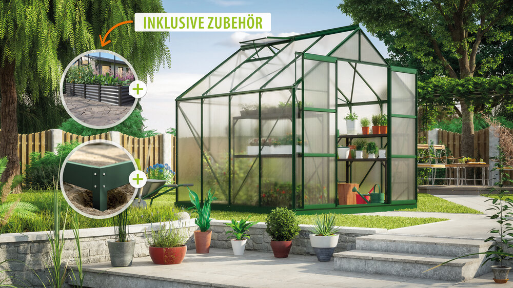 Vitavia Gewächshaus Uranus 6700 HKP 6mm, smaragd - Set