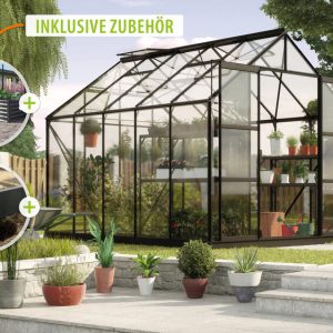 Vitavia Gewächshaus Uranus 8300 ESG 3mm, schwarz – Set Vitavia Gewächshaus Uranus 8300 ESG 3mm, schwarz – Set