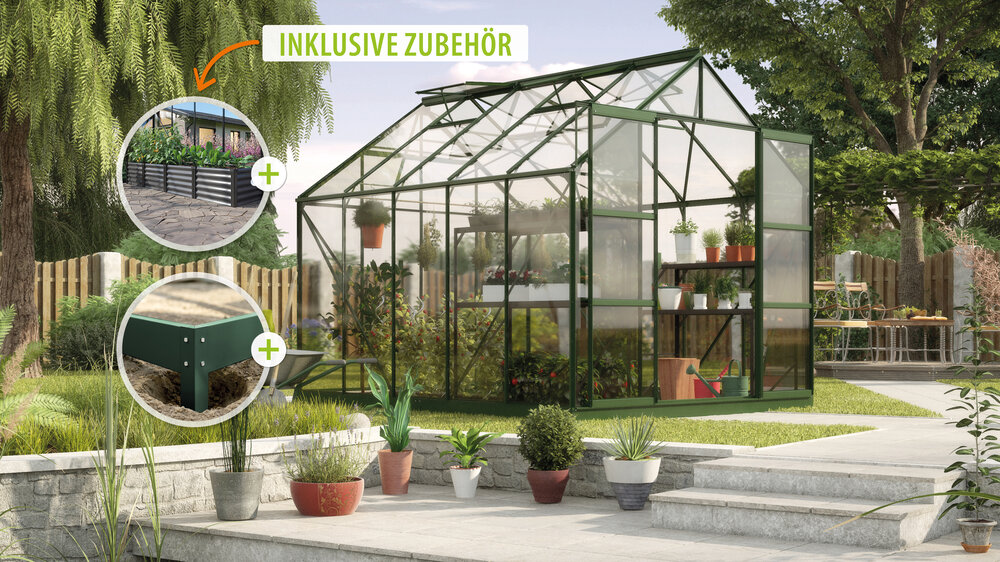 Vitavia Gewächshaus Uranus 8300 ESG 3mm, smaragd - Set