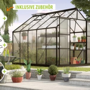 Vitavia Gewächshaus Uranus 8300 HKP 6mm, schwarz – Set