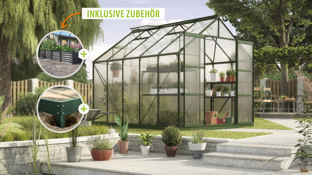 Vitavia Gewächshaus Uranus 8300 HKP 6mm, smaragd - Set