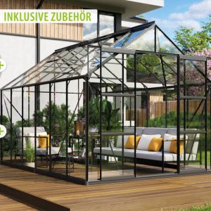 Vitavia Gewächshaus Uranus 9900 ESG 3mm, schwarz – Set