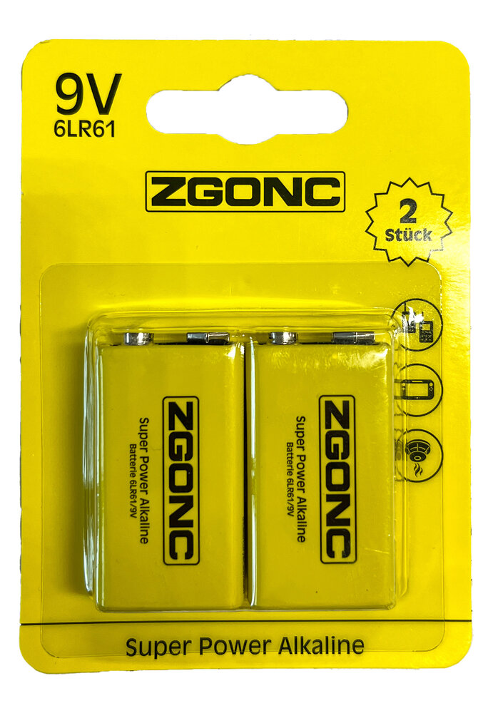 Zgonc 2 9 V-Block-Batterien 6LR61