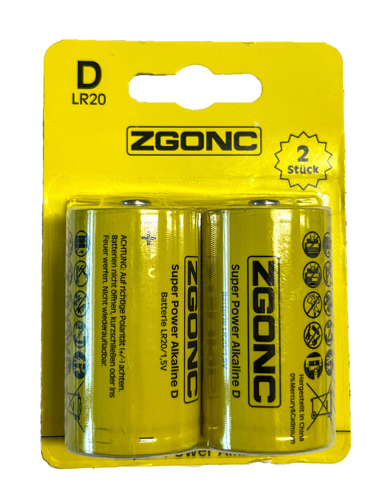 Zgonc 2 Batterien Mono D LR20