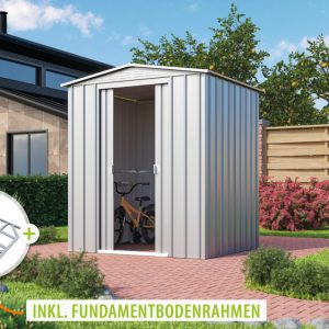 Globel Metallgerätehaus Gartenmanager Dream 65, silber metallic – Set Globel Metallgerätehaus Gartenmanager Dream 65, silber metallic – Set