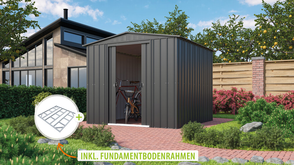 Globel Metallgerätehaus Gartenmanager Dream 88, anthrazit - Set