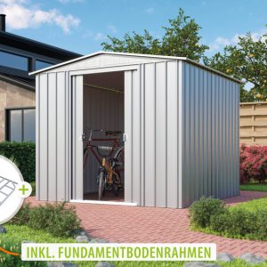 Globel Metallgerätehaus Gartenmanager Dream 88, silber metallic – Set