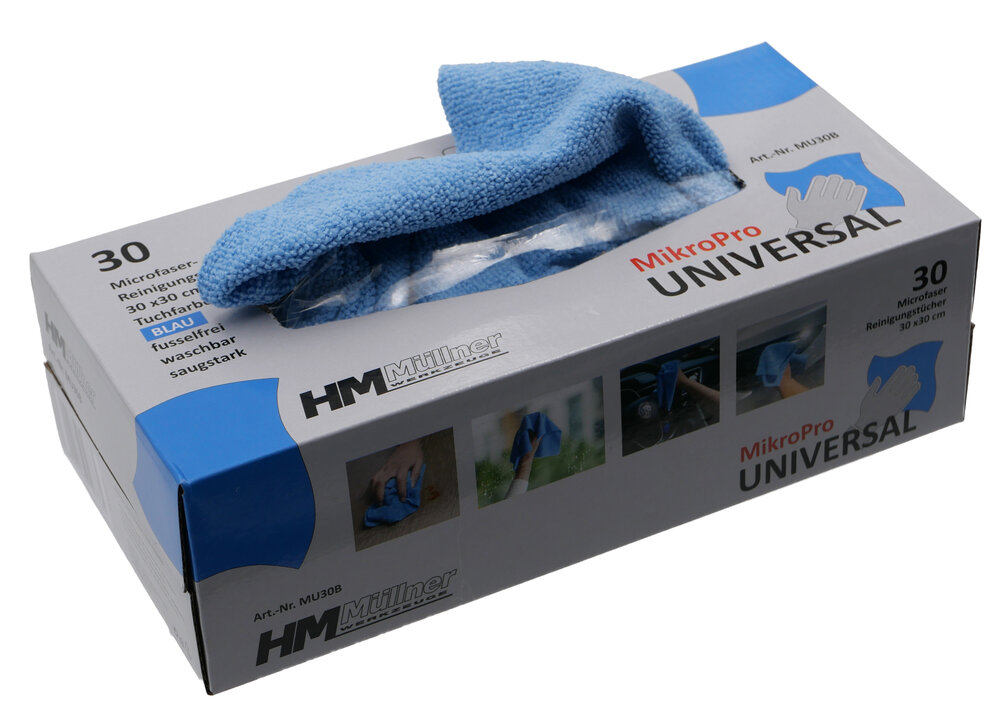 HM MÜLLNER Universal Microfasertuch-Box, blau 30-tlg