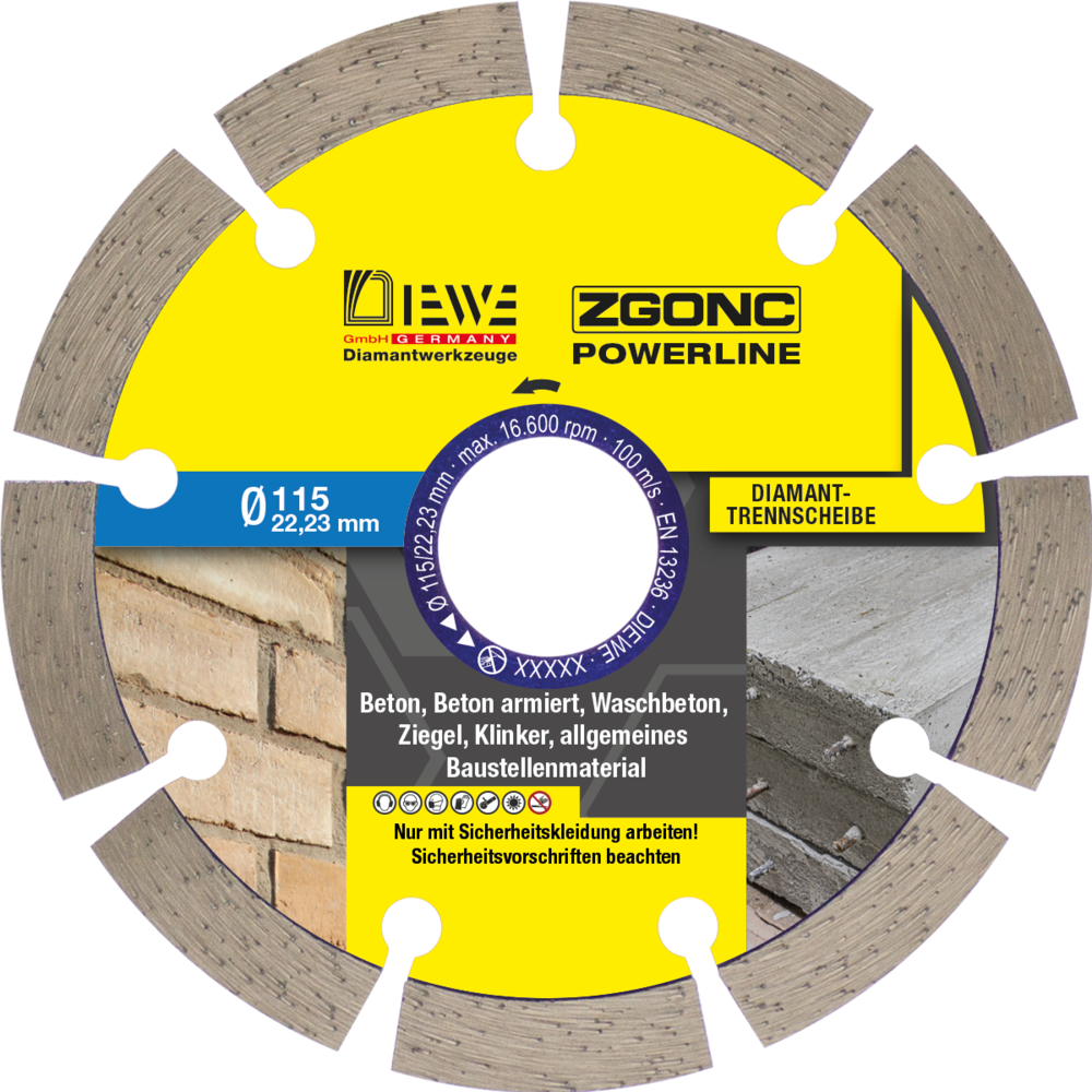 Zgonc Diamanttrennscheibe POWERLINE Universal Beton 115