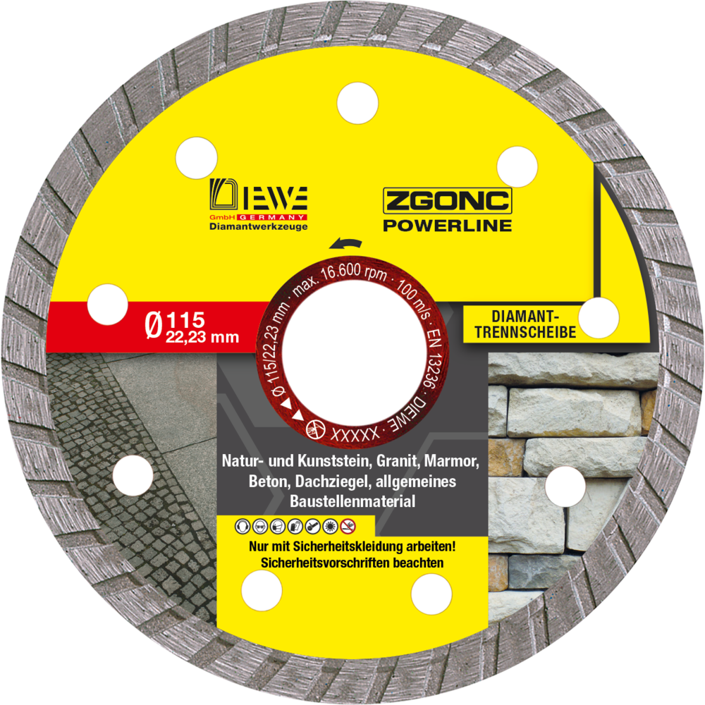 Zgonc Diamanttrennscheibe POWERLINE Stein 115