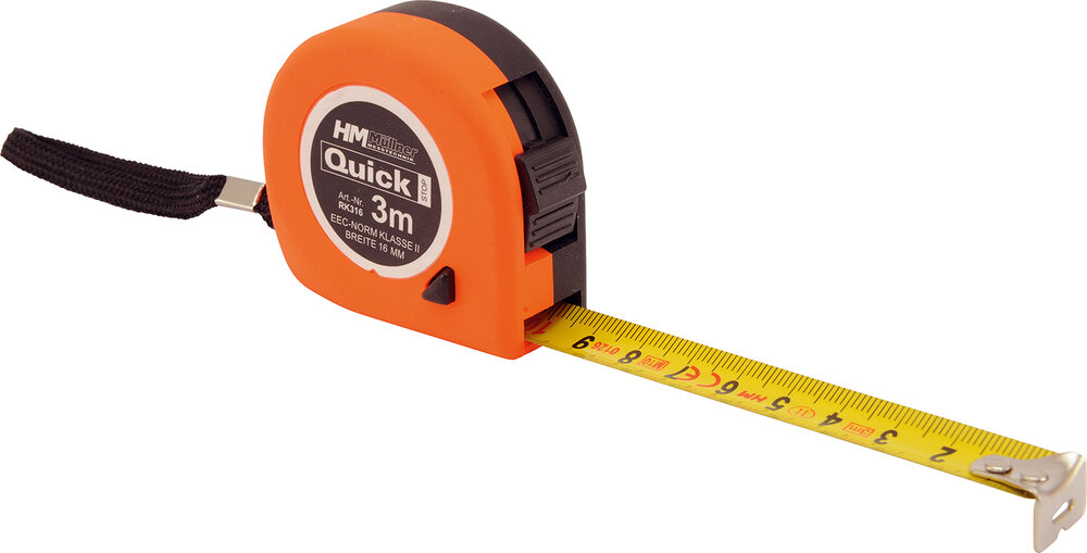 HM MÜLLNER Rollmeter 3 m, 16 mm, mit Stop, Softgriff
