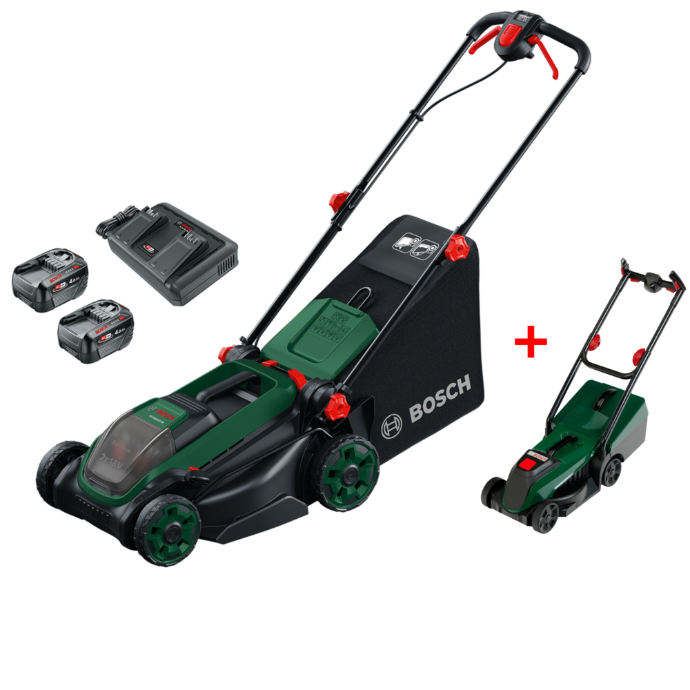BOSCH Akku-Mäher ROTAK 18V2-38 + Rotak Spielzeugrasenmäher