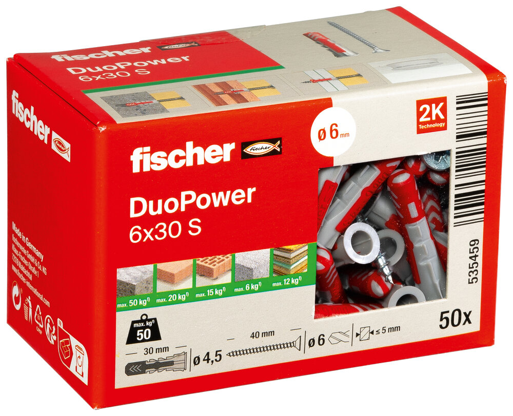 FISCHER fischer DuoPower 6 x 30 S mit Schraube
