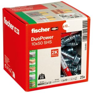 FISCHER 25 Dübel DuoPower 10 x 50 S mit Sicherheitsschraube FISCHER 25 Dübel DuoPower 10 x 50 S mit Sicherheitsschraube