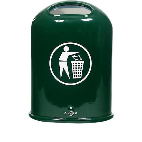 Abfallbehälter oval, 45 Liter, mit selbstschließender Edelstahlklappe, grün