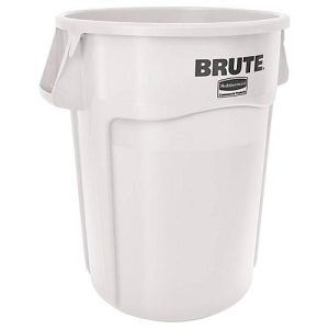 Abfallbehälter rubbermaid Brute, 166,5 l, rund, UV-Blocker, L 612 x B 717 x H 796 mm, Polyethylen, weiß Abfallbehälter rubbermaid Brute, 166,5 l, rund, UV-Blocker, L 612 x B 717 x H 796 mm, Polyethylen, weiß