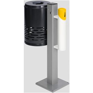 Abfalleimer/Ascher-Kombination, anthrazit/weiß/gelb Abfalleimer/Ascher-Kombination, anthrazit/weiß/gelb