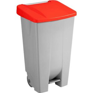 Abfalleimer Sunware Basic, 120 l, mit Fuß-Pedal & Rädern, Klappdeckel rot Abfalleimer Sunware Basic, 120 l, mit Fuß-Pedal & Rädern, Klappdeckel rot
