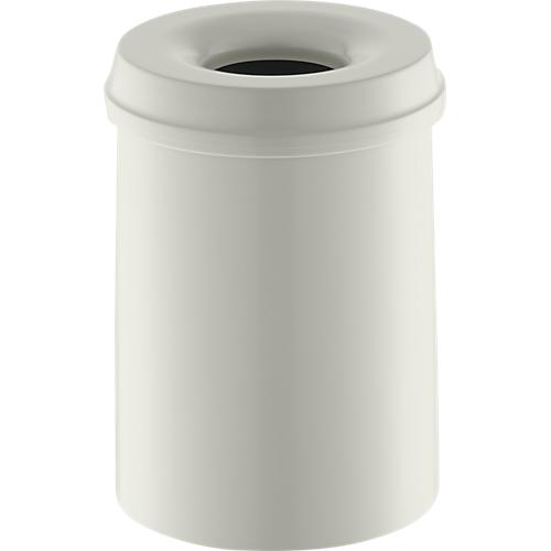 Abfallsammler, für den Innen- & Außenbereich, Volumen 15 l, selbstlöschender Deckel, Ø 255 x H 300 mm, Metall, weiß/weiß