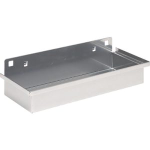 Ablageschale für FS Putzmittelschränke, Stahlblech weißaluminium RAL 9006, B 135 x T 320 x H 55 mm